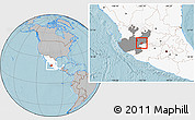 Gray Location Map of Ocotlan, highlighted country, highlighted parent region, hill shading