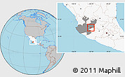 Gray Location Map of Ocotlan, highlighted country, highlighted parent region