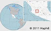 Gray Location Map of Ocotlan, highlighted country, hill shading