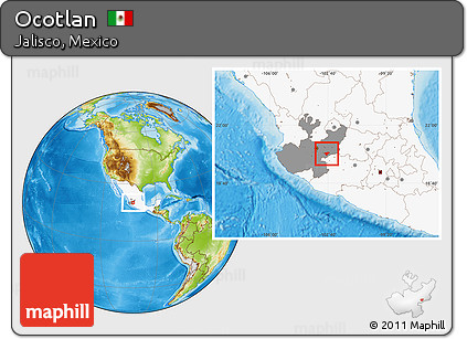 Physical Location Map of Ocotlan, highlighted country, highlighted parent region