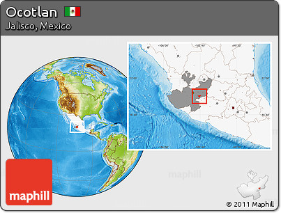 Physical Location Map of Ocotlan, highlighted country, highlighted parent region