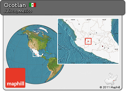 Satellite Location Map of Ocotlan, highlighted country