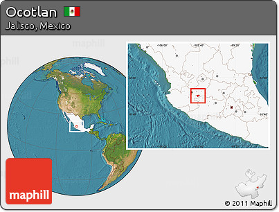 Satellite Location Map of Ocotlan, highlighted country