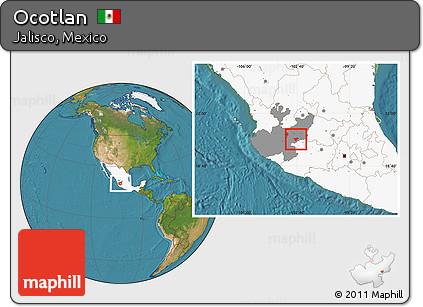 Satellite Location Map of Ocotlan, highlighted country, highlighted parent region