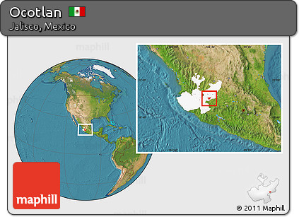 Satellite Location Map of Ocotlan, highlighted parent region