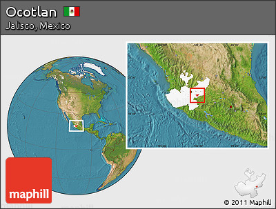Satellite Location Map of Ocotlan, highlighted parent region