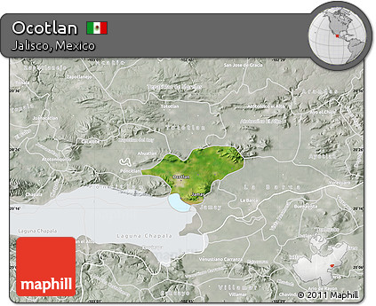 Satellite Map of Ocotlan, lighten, semi-desaturated