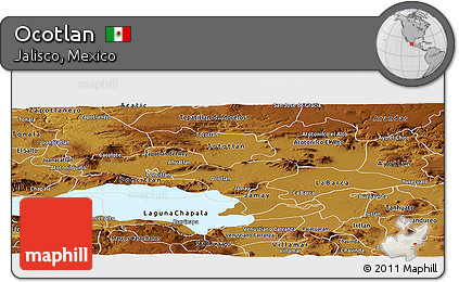 Physical Panoramic Map of Ocotlan