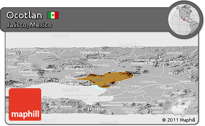 Physical Panoramic Map of Ocotlan, lighten, desaturated