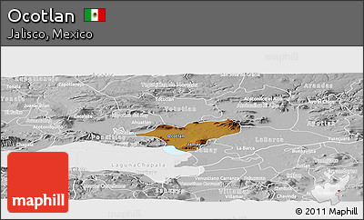 Physical Panoramic Map of Ocotlan, lighten, desaturated