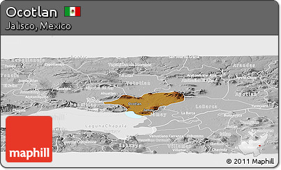 Physical Panoramic Map of Ocotlan, lighten, desaturated