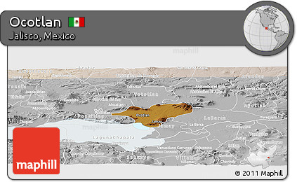 Physical Panoramic Map of Ocotlan, lighten
