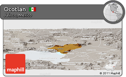 Physical Panoramic Map of Ocotlan, lighten, semi-desaturated