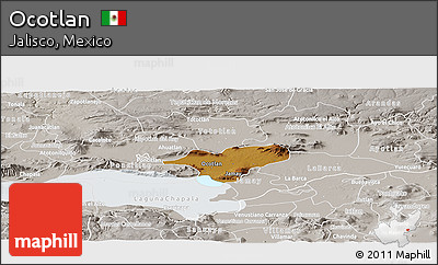 Physical Panoramic Map of Ocotlan, lighten, semi-desaturated