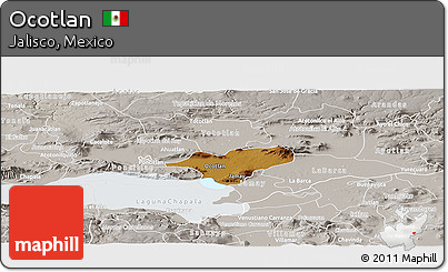 Physical Panoramic Map of Ocotlan, lighten, semi-desaturated
