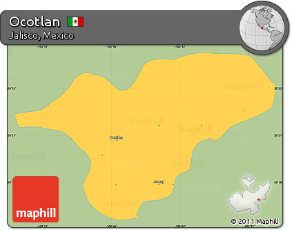 Savanna Style Simple Map of Ocotlan, single color outside