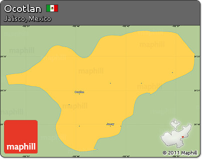 Savanna Style Simple Map of Ocotlan, single color outside