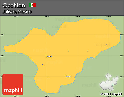 Savanna Style Simple Map of Ocotlan, single color outside