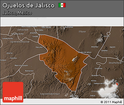 Physical 3D Map of Ojuelos De Jalisco, semi-desaturated
