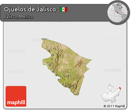 Satellite 3D Map of Ojuelos De Jalisco, single color outside