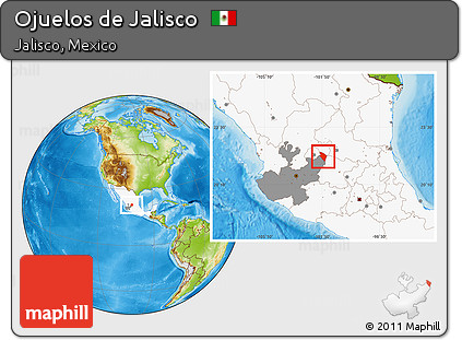 Physical Location Map of Ojuelos De Jalisco, highlighted country, highlighted parent region