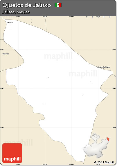Classic Style Simple Map of Ojuelos De Jalisco