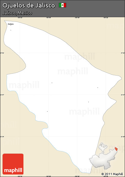 Classic Style Simple Map of Ojuelos De Jalisco, single color outside