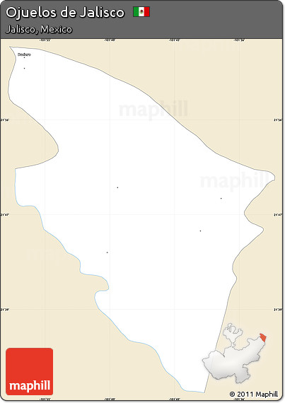 Classic Style Simple Map of Ojuelos De Jalisco, single color outside