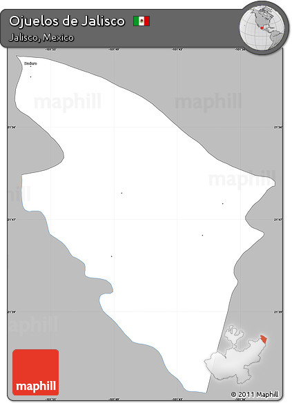 Gray Simple Map of Ojuelos De Jalisco, single color outside