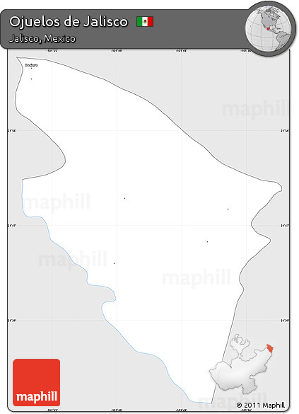 Silver Style Simple Map of Ojuelos De Jalisco, single color outside