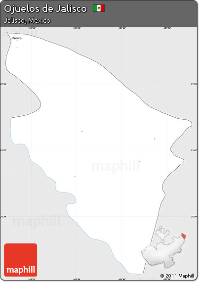Silver Style Simple Map of Ojuelos De Jalisco, single color outside