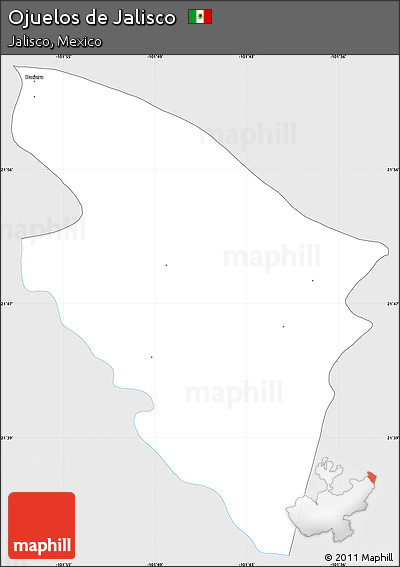 Silver Style Simple Map of Ojuelos De Jalisco, single color outside