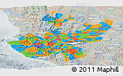 Political Panoramic Map of Jalisco, lighten, semi-desaturated