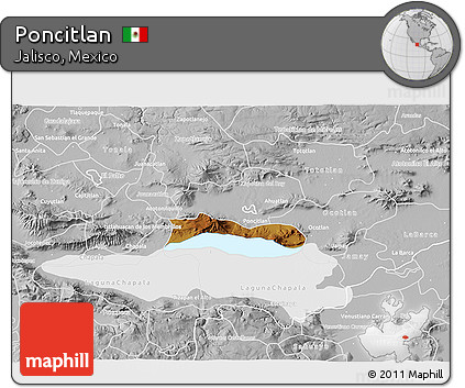 Physical 3D Map of Poncitlan, lighten, desaturated