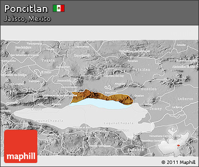 Physical 3D Map of Poncitlan, lighten, desaturated