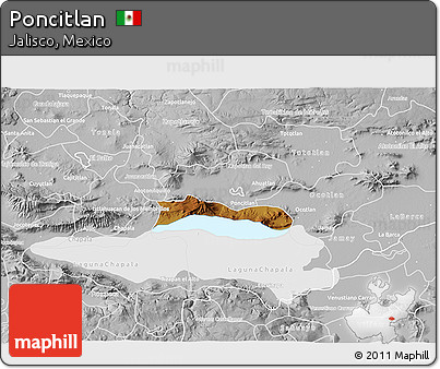 Physical 3D Map of Poncitlan, lighten, desaturated