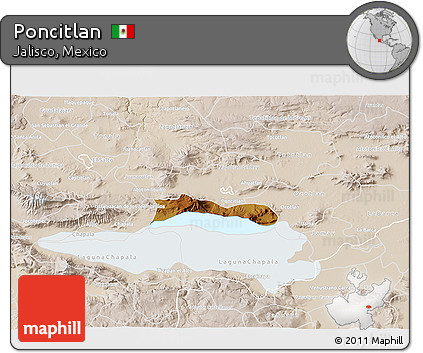 Physical 3D Map of Poncitlan, lighten