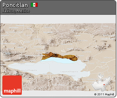 Physical 3D Map of Poncitlan, lighten