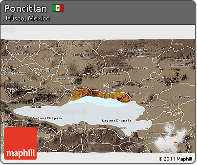 Physical 3D Map of Poncitlan, semi-desaturated