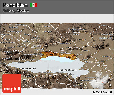 Physical 3D Map of Poncitlan, semi-desaturated