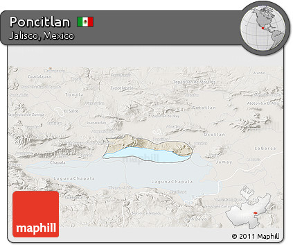 Shaded Relief 3D Map of Poncitlan, lighten