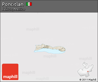 Shaded Relief 3D Map of Poncitlan, single color outside