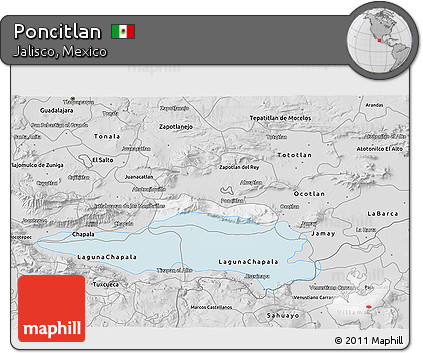 Silver Style 3D Map of Poncitlan