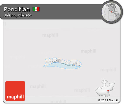 Silver Style 3D Map of Poncitlan, single color outside