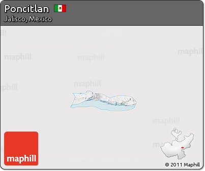 Silver Style 3D Map of Poncitlan, single color outside