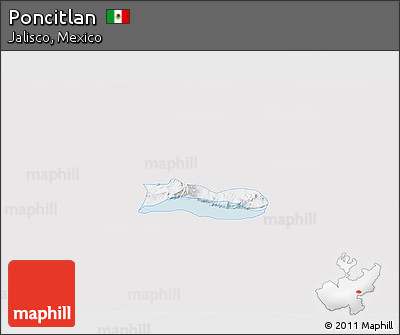 Silver Style 3D Map of Poncitlan, single color outside