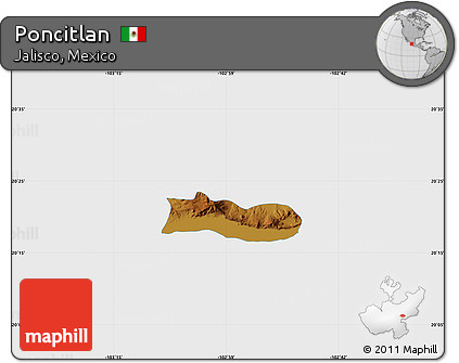 Physical Map of Poncitlan, single color outside