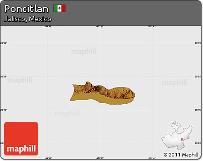 Physical Map of Poncitlan, single color outside