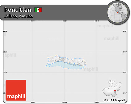 Silver Style Map of Poncitlan, single color outside