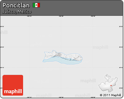 Silver Style Map of Poncitlan, single color outside